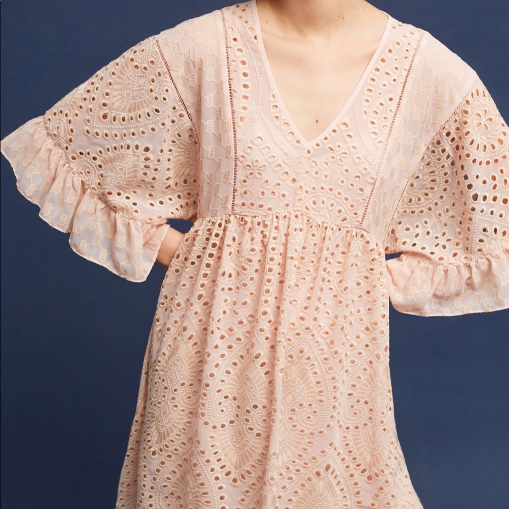 Anthropologie Akemi+Kim Pink Eyelet Dress